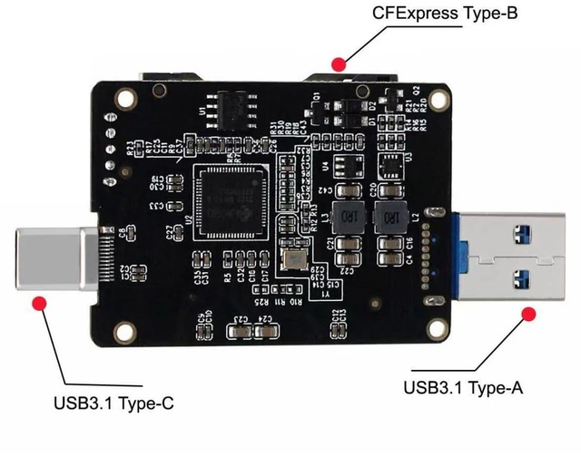 Alt view image 3 of 7 - AJMRTC USB3.1 Gen2 10Gbps CFexpress Type B Card Reader Adapter, CFexpress B Memory Card Reader With USB-A + USB-C Dual Plug for Camera Photo Video Data Transfer Laptop Desktop