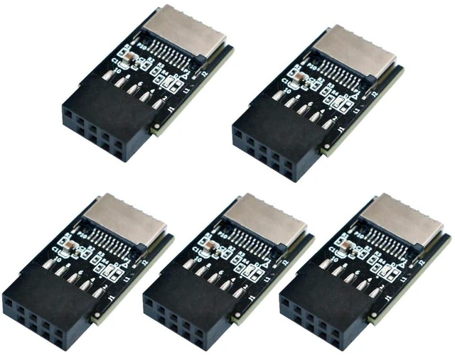 Main image of AJMRTC 5pcs USB 2.0 9Pin Front Panel Header to Type-E Internal Adapter, 480Mbps, 5V Power LED Indicator, A-Key Type-E Converter for PC Case USB-C Front Panel Upgrade