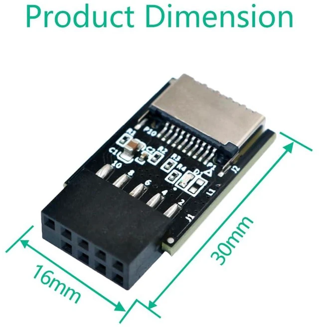 Alt view image 3 of 7 - AJMRTC 5pcs USB 2.0 9Pin Front Panel Header to Type-E Internal Adapter, 480Mbps, 5V Power LED Indicator, A-Key Type-E Converter for PC Case USB-C Front Panel Upgrade