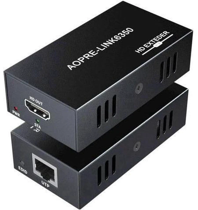 Alt view image 5 of 6 - AJMRTC HDMI KVM Extender 50M over Cat5e Cat6 Ethernet Cable, 1080P@60Hz, USB Keyboard Mouse Control, Audio Transmission, Transmitter and Receiver Kit for Monitor PC Conference Room