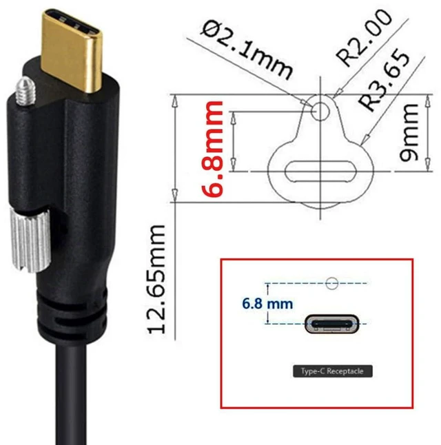 Alt view image 4 of 7 - AJMRTC 3.28FT USB C to C 90 Degree Right Angle Panel Mount Extension Cable, 4K@60Hz Video, 10Gbps Data, PD 65W Fast Charging, Screw Hole Spacing 6.8mm /15.0mm for Enclosure, Industrial Monitor