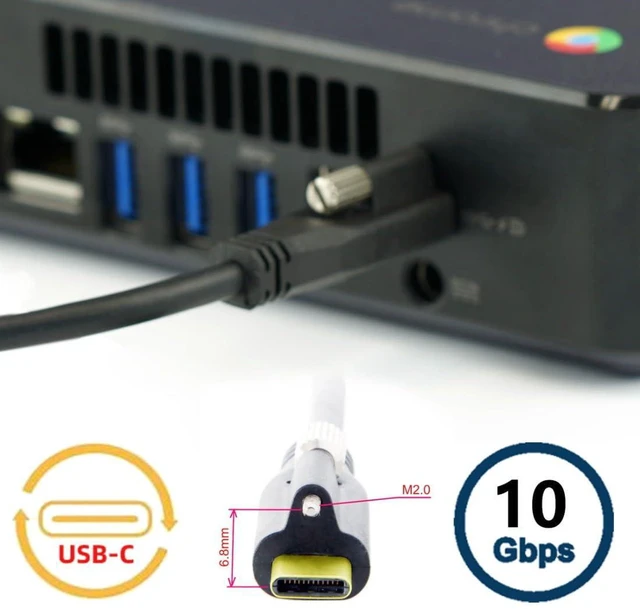 Alt view image 6 of 7 - AJMRTC 3.28FT USB C to C 90 Degree Right Angle Panel Mount Extension Cable, 4K@60Hz Video, 10Gbps Data, PD 65W Fast Charging, Screw Hole Spacing 6.8mm /15.0mm for Enclosure, Industrial Monitor