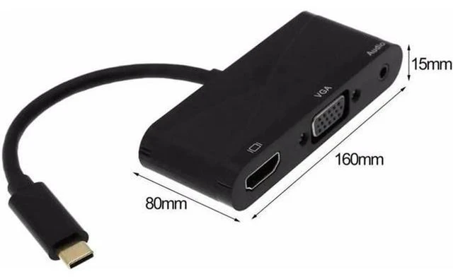 Alt view image 5 of 6 - AJMRTC USB 3.1 Type-C to HDMI VGA Converter Adapter, 4K@30Hz HDMI, 1080P VGA, 3.5mm Audio Jack, Type-C PD Pass-Through Charging, Dual Display Mirror Extend for Laptop Phone Projector