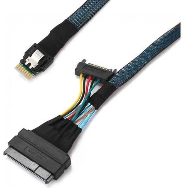 Alt view image 5 of 7 - AJMRTC SF-104 U.2 SFF-8639 to Slimline SFF-8654 4i NVMe PCIe SSD Cable, PCIe 4.0 64Gbps, Internal Server Storage Cord for Motherboard, Intel 750 P3600 P3700 U.2 SSD