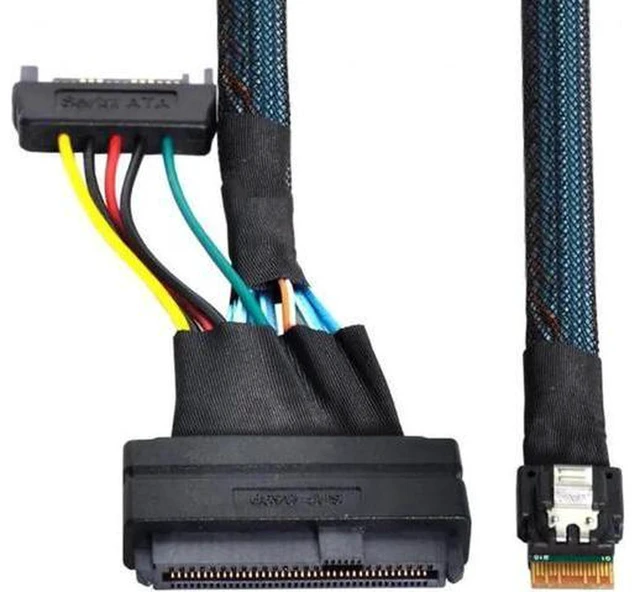 Alt view image 2 of 7 - AJMRTC SF-104 U.2 SFF-8639 to Slimline SFF-8654 4i NVMe PCIe SSD Cable, PCIe 4.0 64Gbps, Internal Server Storage Cord for Motherboard, Intel 750 P3600 P3700 U.2 SSD