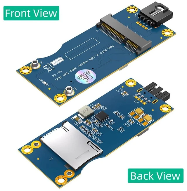 Alt view image 2 of 7 - AJMRTC Mini PCI-E to USB 2.0 Adapter with SIM Card Slot, Horizontal USB Design, 6Pin / 8Pin SIM Socket for WWAN LTE 3G 4G Cellular Module Test & Deployment