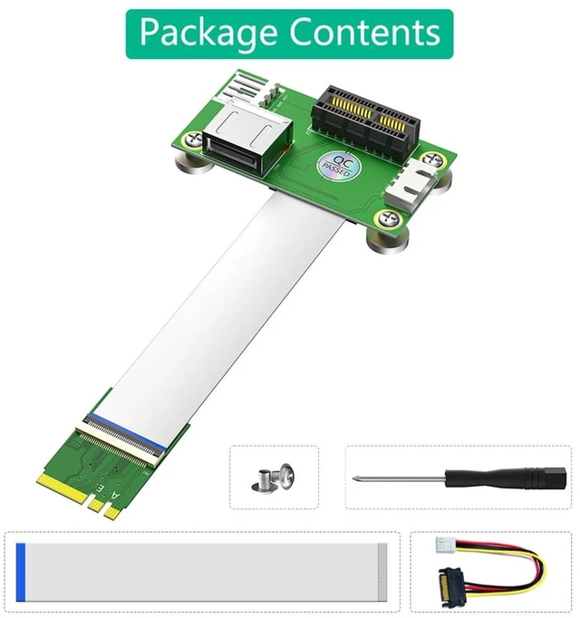 Alt view image 5 of 7 - AJMRTC NGFF M.2 Key A+E to PCIe X1 + USB2.0 Riser Card, 25cm FPC Cable, 4Pin FDD Aux Power Input, Magnetic Mounting Pads, Compatible with PCIe X1/X4/X8/X16 Slots for WiFi Bluetooth Module
