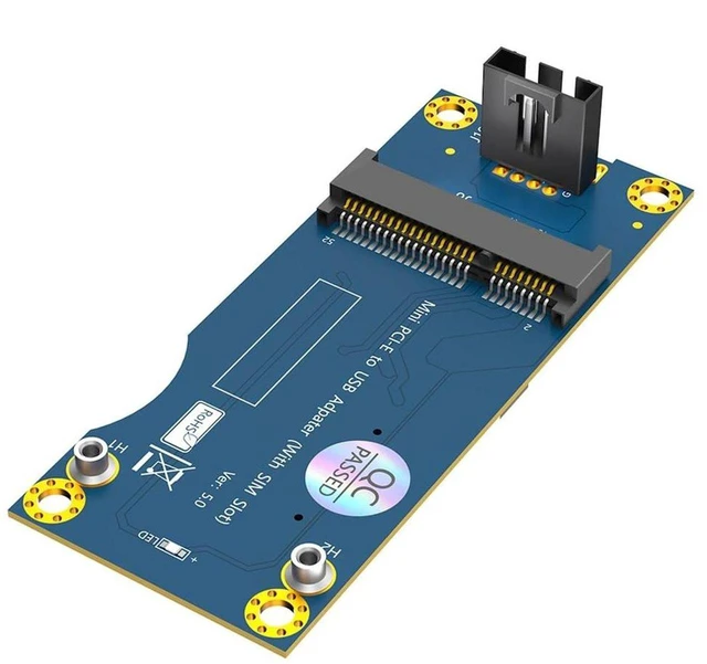 Main image of AJMRTC Mini PCI-E to USB 2.0 Adapter Card, Vertical USB Port, 6Pin 8Pin Dual Compatible SIM Slot, 480Mbps WWAN LTE 3G 4G Module Riser Board for Embedded PC Industrial Router IoT Project