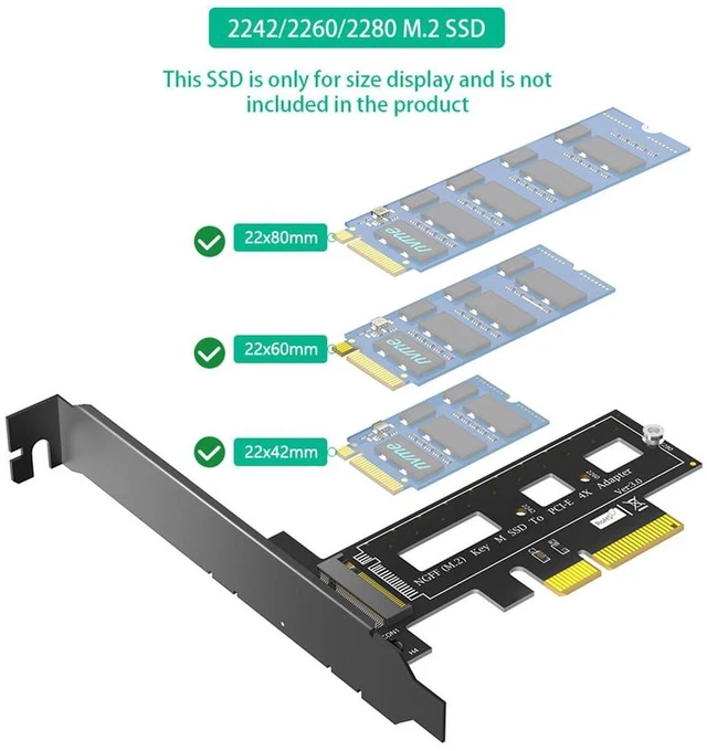 Alt view image 3 of 7 - AJMRTC M.2 NGFF M Key NVMe AHCI SSD to PCIe 3.0 X4 Adapter Card, Supports 2242 2260 2280 M.2 PCIe SSD for Desktop Workstation Storage Upgrade, Card Only