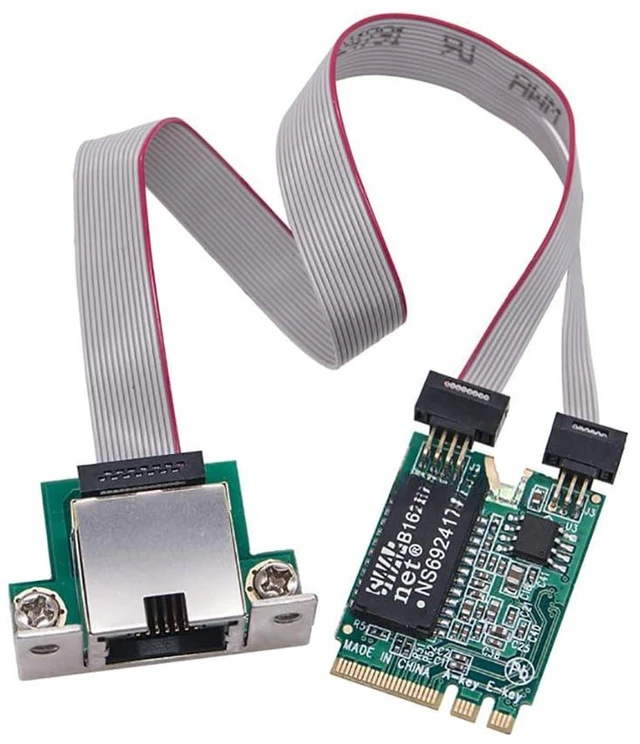 Alt view image 2 of 7 - AJMRTC M.2 A+E Bent Pin / Mini PCIe to Single RJ45 Gigabit Ethernet Network Card, 10/100/1000Mbps PCIe LAN Adapter for Server, Soft Router, Industrial Embedded PC