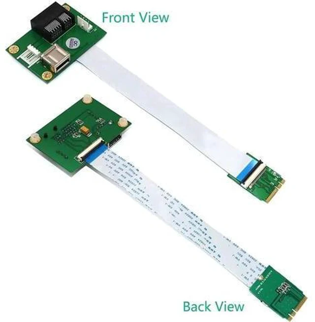 Alt view image 3 of 5 - AJMRTC M.2 NGFF Key A/E to PCIe X1 + USB 2.0 Riser Adapter Card, 480Mbps Hi-Speed USB, Hot Swap, FPC Extension Cable for M.2 2230 WiFi Bluetooth Module Desktop Mini PC Expansion