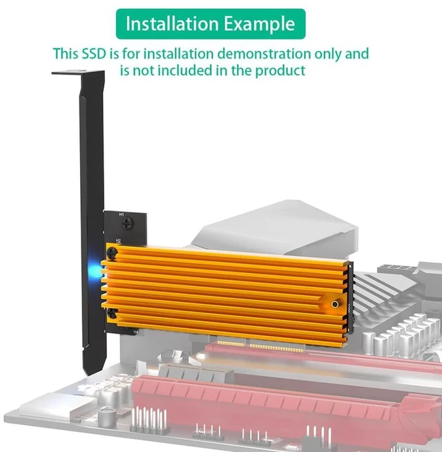 Alt view image 4 of 7 - AJMRTC M.2 NGFF NVMe AHCI SSD to PCIe 3.0 X4 Adapter Card with Aluminum Heatsink, M Key PCI Express Storage Expansion Card, 32Gbps, Supports 2242 2260 2280 NVMe SSD for Desktop PC Workstation NAS Stor