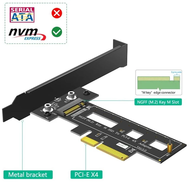 Alt view image 7 of 7 - AJMRTC M.2 NGFF NVMe AHCI SSD to PCIe 3.0 X4 Adapter Card with Aluminum Heatsink, M Key PCI Express Storage Expansion Card, 32Gbps, Supports 2242 2260 2280 NVMe SSD for Desktop PC Workstation NAS Stor