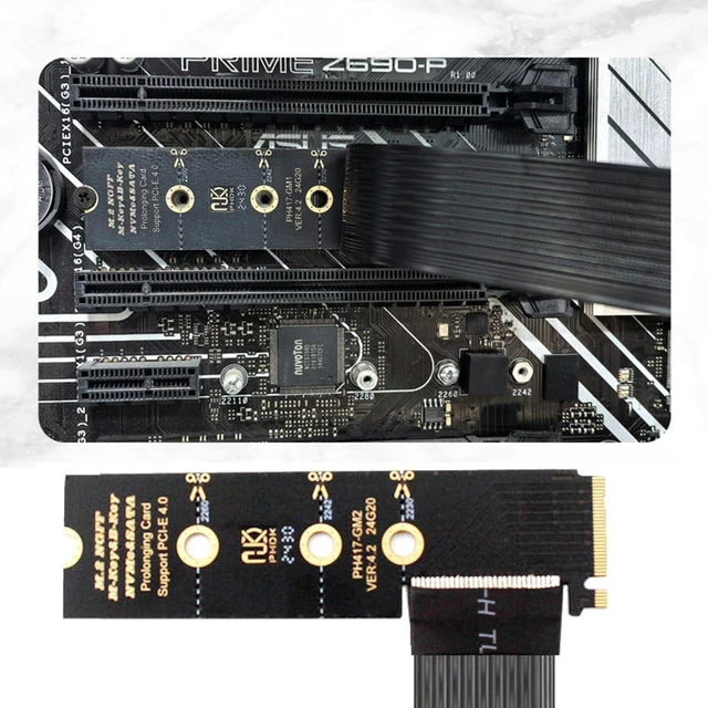 Alt view image 5 of 7 - AJMRTC M.2 NGFF M-Key NVMe to PCIe X1/X4/X8/X16 Right Angle Riser Cable, PCI Express Graphics Card Extension Adapter for 2260 2280 M.2 NVMe Slot, Gen3 Compatible for ITX ATX Custom Chassis GPU Relocat