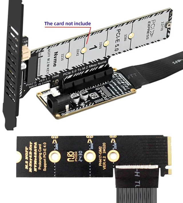 Alt view image 4 of 7 - AJMRTC M.2 NGFF M-Key NVMe to PCIe X1/X4/X8/X16 Right Angle Riser Cable, PCI Express Graphics Card Extension Adapter for 2260 2280 M.2 NVMe Slot, Gen3 Compatible for ITX ATX Custom Chassis GPU Relocat