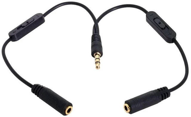 Alt view image 5 of 7 - AJMRTC CY 2Pcs Black 3.5mm Stereo Male to Dual 3.5mm Female Y Headphone Splitter Cable, Independent Volume Control Switch, Passive Aux Audio Share Cord for Phone Laptop MP3 Player Tablet