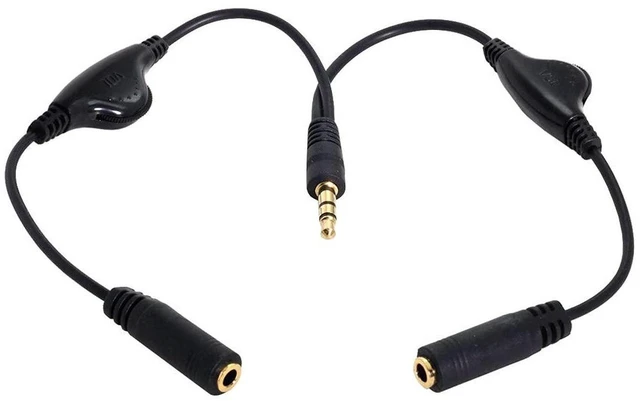 Alt view image 4 of 7 - AJMRTC CY 2Pcs Black 3.5mm Stereo Male to Dual 3.5mm Female Y Headphone Splitter Cable, Independent Volume Control Switch, Passive Aux Audio Share Cord for Phone Laptop MP3 Player Tablet