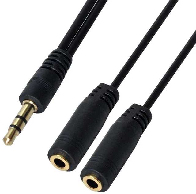 Alt view image 2 of 7 - AJMRTC CY 2Pcs Black 3.5mm Stereo Male to Dual 3.5mm Female Y Headphone Splitter Cable, Independent Volume Control Switch, Passive Aux Audio Share Cord for Phone Laptop MP3 Player Tablet