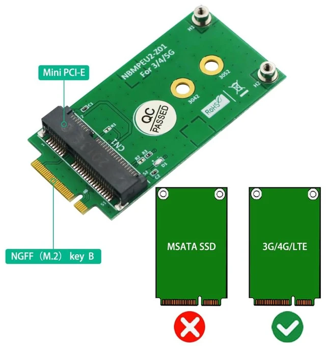 Alt view image 3 of 6 - AJMRTC NGFF M.2 Key B to Mini PCI-E WWAN Adapter Card, M.2 to mPCIe Converter for 3G 4G 5G GSM LTE Module, No SIM Card Slot, Compatible with 3042 3052 M.2 for Desktop PC