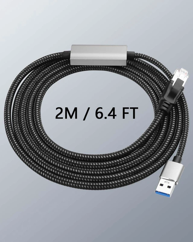 Alt view image 3 of 7 - AJMRTC USB 3.0 Type A to Gigabit RJ45 Ethernet Adapter Cable 6.5FT, 10/100/1000Mbps Wired Network Cord, USB to LAN Converter for Laptop PC Switch NAS Gaming Console