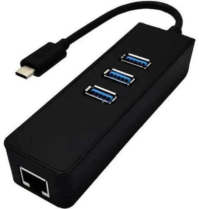 Alt view image 5 of 6 - AJMRTC USB 3.1 Type-C Combo Hub, 3 Ports USB3.0 5Gbps + RJ45 Gigabit Ethernet Adapter, 10/100/1000Mbps Wired Network LAN Converter for Laptop Chromebook Tablet