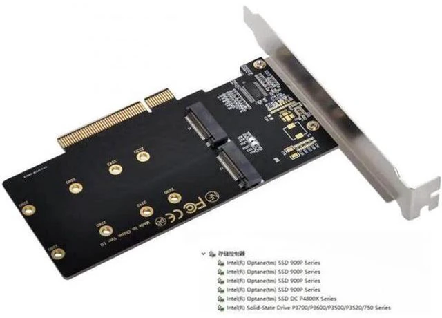Alt view image 7 of 7 - AJMRTC Dual M.2 M-Key NVMe AHCI PCIe 3.0 Gen3 Adapter Card, 2-Bay NGFF to PCIe X8/X16 VROC RAID Hyper Card, Supports 2242 2260 2280 NVMe SSD for Workstation NAS Storage