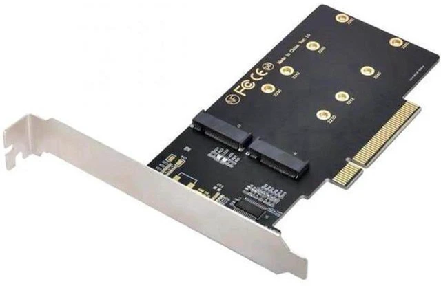 Main image of AJMRTC Dual M.2 M-Key NVMe AHCI PCIe 3.0 Gen3 Adapter Card, PCI Express X8/X16 VROC RAID Hyper Card, 2-Bay NGFF for 2242 2260 2280 NVMe SSD Workstation NAS Storage