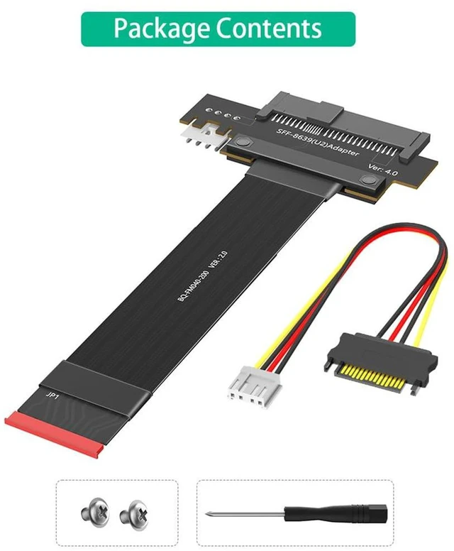 Alt view image 6 of 6 - AJMRTC M.2 Key M PCIe4.0 to U.2 SFF-8639 Extension Cable, 20CM NGFF NVMe Adapter, PCIe Gen4 X4, Compatible with 2280 M.2 NVMe Slot for Server Workstation NAS U.2 SSD