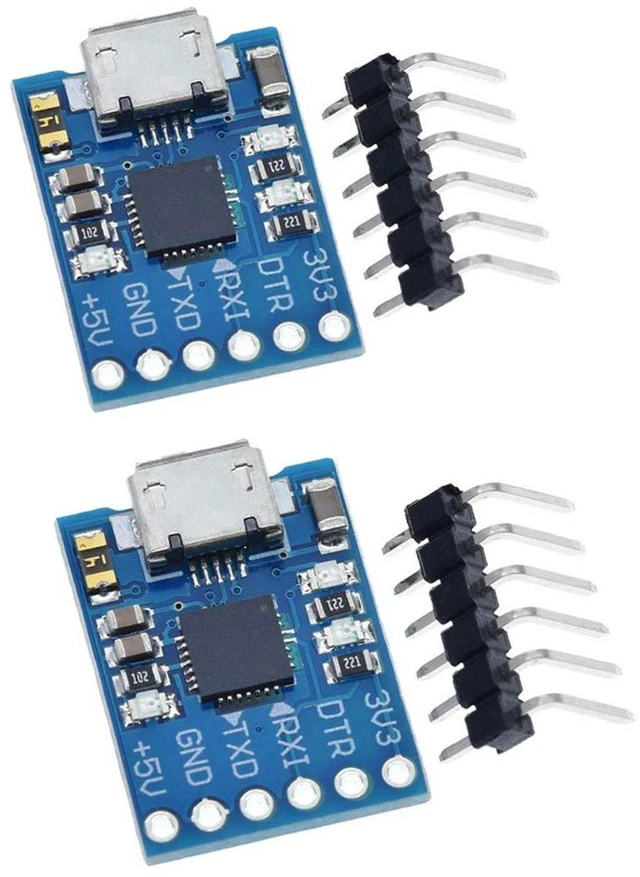 Main image of AJMRTC 2pcs CP2102 Micro USB to TTL UART Serial Adapter Module, 6 Pin Serial Converter, Replace FT232, Support 3.3V 5V for STC Arduino Download Debug