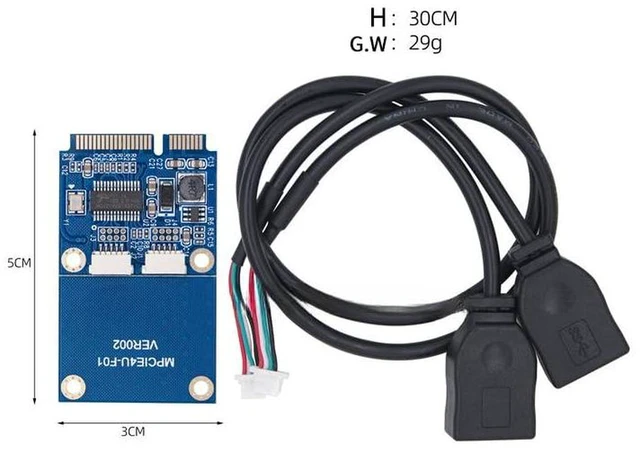 Alt view image 2 of 5 - AJMRTC MCA522 Mini PCI-E to Dual-Port USB 2.0 Expansion Card, 480Mbps Hi-Speed USB Converter, Plug and Play for Industrial Motherboard, Notebook, Embedded PC, Compatible with Win7 Win8 Win10 Win11