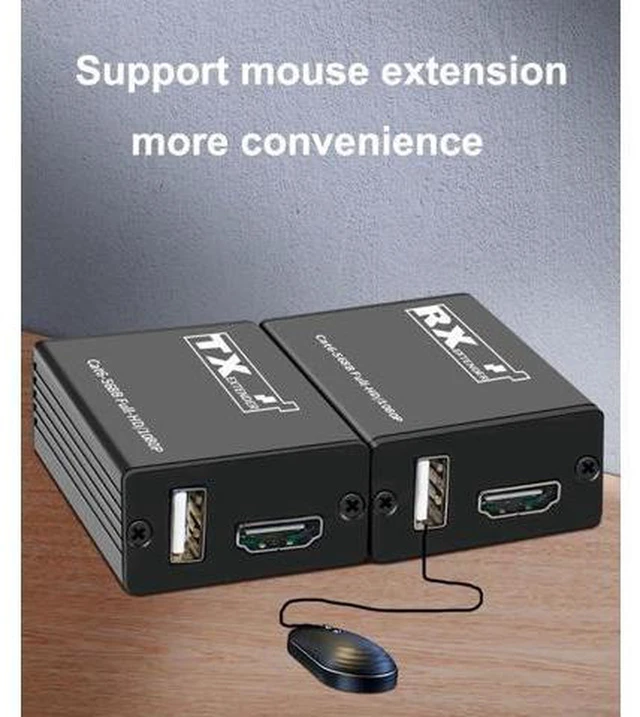 Alt view image 4 of 6 - AJMRTC 30M HDMI KVM Extender Over Cat5e/Cat6 Ethernet Cable, 1080P Full HD HDMI to RJ45 Converter with USB KVM, Stereo Audio for PC, Conference Room, Classroom, Surveillance Monitor