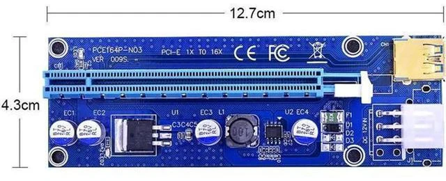 Alt view image 5 of 5 - AJMRTC VER009S PCIe 1x to 16x GPU Riser Adapter, USB3.0 Extension Riser Cable, 60CM/100CM Optional, 6Pin Auxiliary Power, Gold Plated Contact for BTC Mining Rig, Graphics Card Vertical Mount Mod