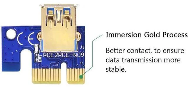 Alt view image 3 of 5 - AJMRTC VER009S PCIe 1x to 16x GPU Riser Adapter, USB3.0 Extension Riser Cable, 60CM/100CM Optional, 6Pin Auxiliary Power, Gold Plated Contact for BTC Mining Rig, Graphics Card Vertical Mount Mod