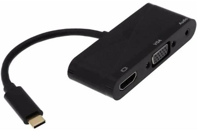 Main image of AJMRTC USB3.1 Type-C to HDMI + VGA Audio Adapter, 4K HDMI 1080P VGA Dual Display Converter Cord with Audio Output, UASP OTG for Laptop, Tablet, Smartphone, Projector