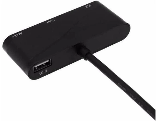 Alt view image 3 of 6 - AJMRTC USB3.1 Type-C to HDMI + VGA Audio Adapter, 4K HDMI 1080P VGA Dual Display Converter Cord with Audio Output, UASP OTG for Laptop, Tablet, Smartphone, Projector