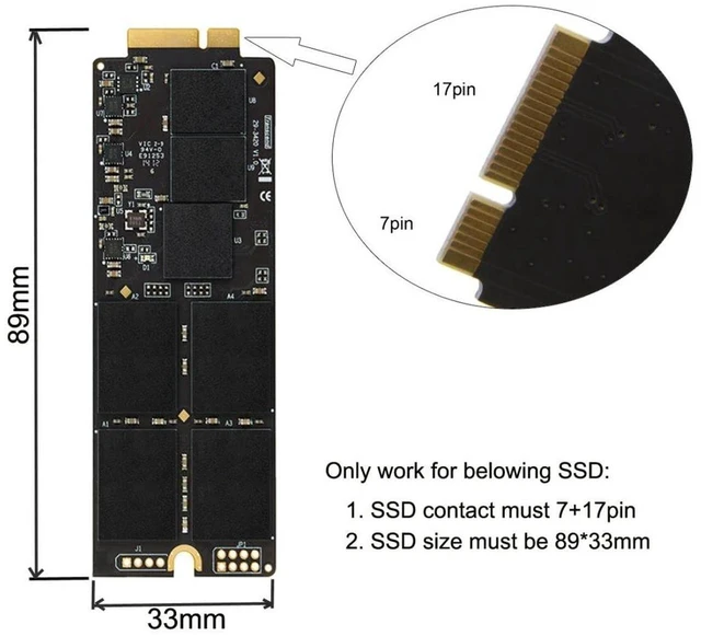 Alt view image 6 of 7 - AJMRTC 17+7Pin Apple SSD to 2.5 Inch SATA Enclosure Adapter, Case Included, for 2012 MacBook Pro Retina / iMac Original SSD, SATA III 6Gbps, Tool-Free Portable External Reader