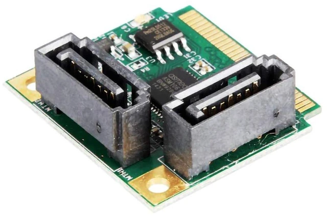 Alt view image 4 of 5 - AJMRTC Mini PCI-E 2 Port SATA III 6Gbps Expansion Controller Card, Mini PCI Express SATA3 Multiplier Hub for Laptop, Industrial PC, NAS, 2.5/3.5 Inch SATA HDD SSD Storage Upgrade