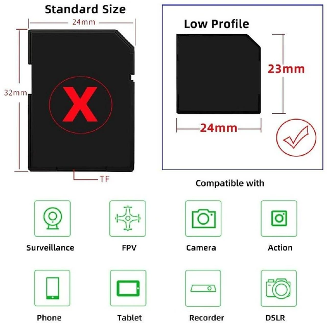 Alt view image 7 of 7 - AJMRTC 5 Pack Micro SD TF T-Flash to SD Card Adapter, Low Profile Short Body Flush Mount Converter, Storage Expansion for MacBook Laptop SD Slot, Supports SDHC SDXC UHS-I MicroSD Memory Cards