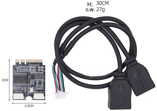 Alt view image 2 of 4 - AJMRTC M.2 NGFF Key A+E to Dual USB 2.0 Expansion Card, MCA527 Chip, 480Mbps USB2.0 Converter, Dual Type-A Ports, Support Win XP 2003 Vista 2008 7 8 10 11 32/64 Bit for Desktop Embedded Motherboard