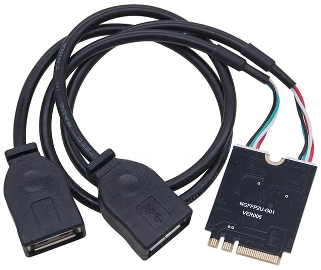 Alt view image 4 of 4 - AJMRTC M.2 NGFF Key A+E to Dual USB 2.0 Expansion Card, MCA527 Chip, 480Mbps USB2.0 Converter, Dual Type-A Ports, Support Win XP 2003 Vista 2008 7 8 10 11 32/64 Bit for Desktop Embedded Motherboard