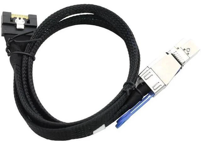 Alt view image 5 of 5 - AJMRTC Slimline SAS SFF-8654 8i 74Pin to Dual SFF-8644 Mini SAS HD 4i Breakout Server Cable, PCIe Gen4 SAS 4.0 Y Splitter Cord for HBA RAID Controller JBOD Storage Array, 1 Pack