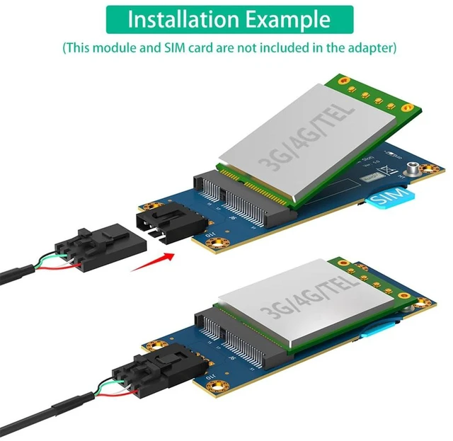 Alt view image 6 of 7 - AJMRTC Mini PCI-E to USB 2.0 Adapter with SIM Card Slot, Horizontal USB Port, 6Pin / 8Pin Connector, for WWAN LTE 4G 3G Wireless Module, Industrial Embedded PC Router, 1 Pack