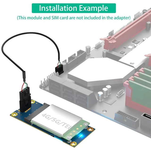Alt view image 3 of 7 - AJMRTC Mini PCI-E to USB 2.0 Adapter with SIM Card Slot, Vertical USB Type-A Port, 6Pin / 8Pin Power Connector for WWAN LTE 4G 3G Cellular Module, Industrial Embedded Router IoT Gateway, 1 Pack
