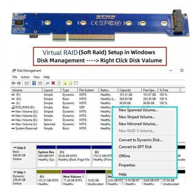 Alt view image 7 of 7 - AJMRTC Low Profile Dual M.2 NVMe M-Key SSD PCIe Gen4 x8 RAID Adapter Card, 2-Slot PCIe 4.0 x8 Expansion Card, Supports RAID 0 / RAID 1 / JBOD, Fits PCIe x8 x16 Slot, 2242 2260 2280 NVMe SSD for Server