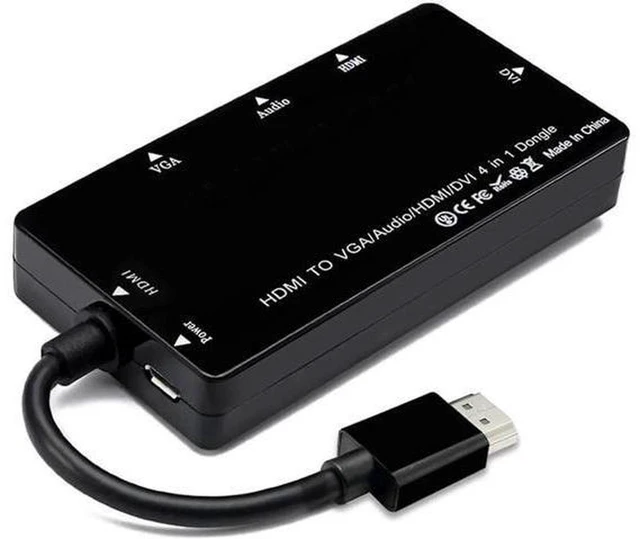 Alt view image 6 of 6 - AJMRTC 4 in 1 HDMI to HDMI + VGA + DVI + 3.5mm Audio Converter Adapter, Multiport AV Signal Adapter with Micro USB 5V Auxiliary Power, 1080P Full HD, Plug and Play for Laptop PC, Game Console, Monitor