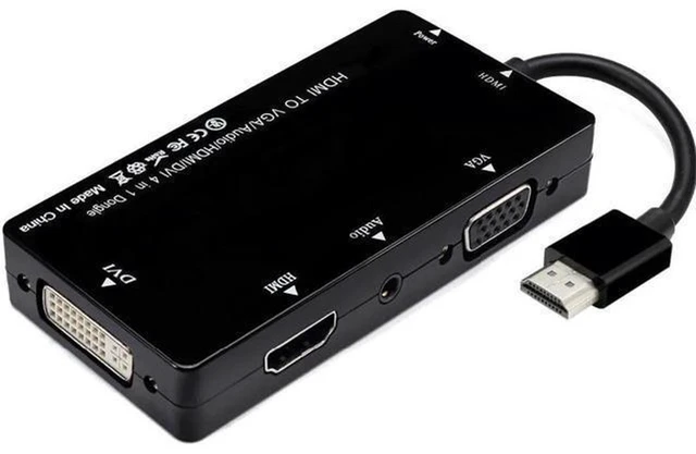 Alt view image 2 of 6 - AJMRTC 4 in 1 HDMI to HDMI + VGA + DVI + 3.5mm Audio Converter Adapter, Multiport AV Signal Adapter with Micro USB 5V Auxiliary Power, 1080P Full HD, Plug and Play for Laptop PC, Game Console, Monitor