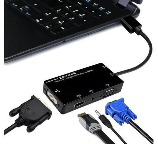 Alt view image 5 of 6 - AJMRTC 4 in 1 HDMI to HDMI + VGA + DVI + 3.5mm Audio Converter Adapter, Multiport AV Signal Adapter with Micro USB 5V Auxiliary Power, 1080P Full HD, Plug and Play for Laptop PC, Game Console, Monitor