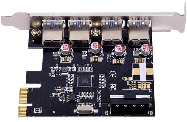 Alt view image 2 of 5 - AJMRTC 4 Port PCI-E USB 3.0 Expansion Card, PCIe x1 USB3.0 Hub Adapter, 5Gbps SuperSpeed, with Full & Low Profile Bracket, SATA 15Pin Auxiliary Power for Desktop PC, NAS, Workstation