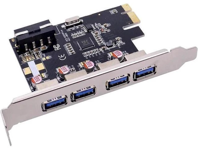 Alt view image 4 of 5 - AJMRTC 4 Port PCI-E USB 3.0 Expansion Card, PCIe x1 USB3.0 Hub Adapter, 5Gbps SuperSpeed, with Full & Low Profile Bracket, SATA 15Pin Auxiliary Power for Desktop PC, NAS, Workstation