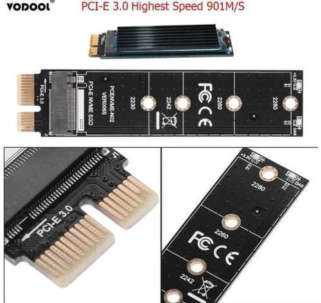 Alt view image 4 of 5 - AJMRTC Mini M.2 NVMe M-Key to PCIe 3.0 x1 Adapter Card, NGFF PCIe SSD Converter, 8GT/s High Speed Expansion Riser, Supports 2242 2260 2280 NVMe AHCI SSD for Desktop PC, NAS, Workstation